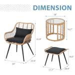 5 Piece Outdoor Wicker Furniture Set, Black