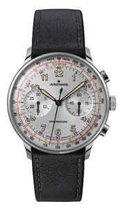 JUNGHANS Men's Meister Telemeter Matte Silver Watch Black Strap Automatic Analog Watch 27/3380.02