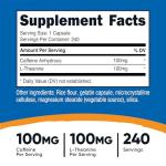 Nutricost Caffeine & L-Theanine Capsules, 240 Servings