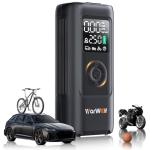 WARWOLF 160PSI Tire Inflator Portable Air Compressor - Electric Air Pump for Car Tires: SUV, Light Truck, Motorcycle, Bike, with Auto Shut-Off, Digital Gauge, 12V Car Adapter, LED Light