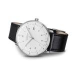 JUNGHANS Men's Max Bill Automatic White Dial Black Leather Strap Analog Watch 27/4700.02