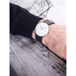 JUNGHANS Men's Max Bill Automatic White Dial Black Leather Strap Analog Watch 27/4700.02