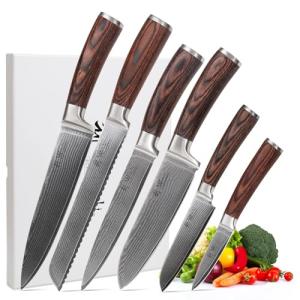 Wakoli Edib Damascus Chef Knife Set - 6pcs
