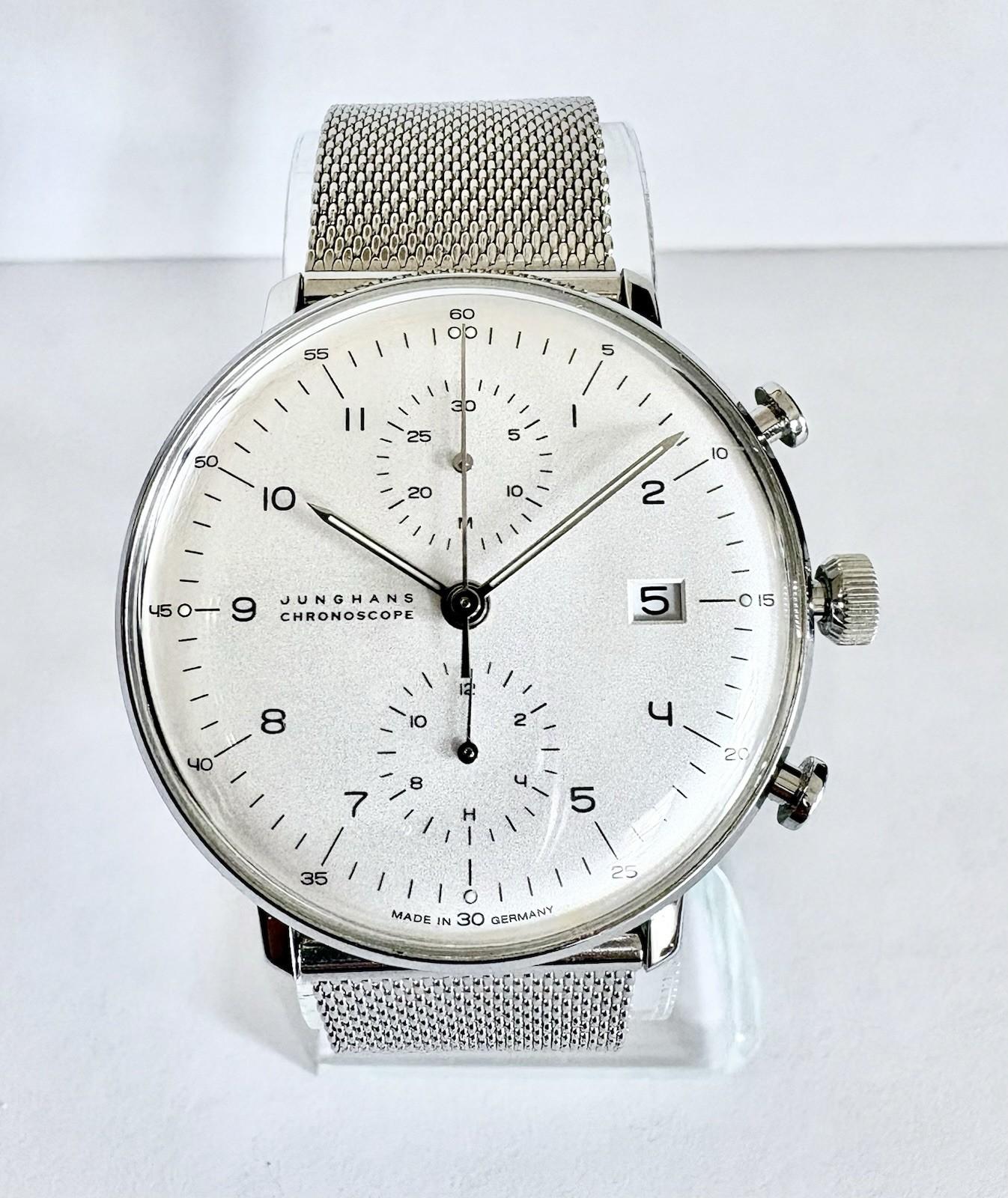 Junghans Max Bill Chronoscope 40mm Silver Stainless Steel Strap Men's Wristwatch