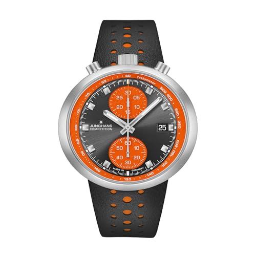 JUNGHANS 1972 Competition Watch – 45mm Automatic Chronograph Watch for Men, Automatic Movement, Stainless Steel Case, Leather Strap (27/4203.00) – Anthracite Dial