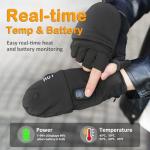 Rechargeable Electric Heated Gloves for Women Men, Flip Top Fingerless Heated Gloves, Full & Half Hand Heating Touchscreen Unisex Gloves for Cold Weather Work Skiing Cycling Snow Outdoor