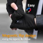 Rechargeable Electric Heated Gloves for Women Men, Flip Top Fingerless Heated Gloves, Full & Half Hand Heating Touchscreen Unisex Gloves for Cold Weather Work Skiing Cycling Snow Outdoor