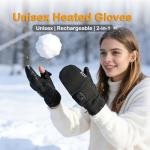 Rechargeable Electric Heated Gloves for Women Men, Flip Top Fingerless Heated Gloves, Full & Half Hand Heating Touchscreen Unisex Gloves for Cold Weather Work Skiing Cycling Snow Outdoor