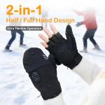Rechargeable Electric Heated Gloves for Women Men, Flip Top Fingerless Heated Gloves, Full & Half Hand Heating Touchscreen Unisex Gloves for Cold Weather Work Skiing Cycling Snow Outdoor