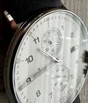 Junghans Form C Silver Dial Chronograph Watch 041/4771.00 EUC w/New Leather Band