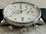 Junghans Form C Silver Dial Chronograph Watch 041/4771.00 EUC w/New Leather Band