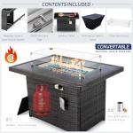 9Pcs-A Dark Grey Outdoor Sectional Set with Fire Pit