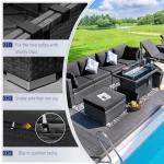 9Pcs-A Dark Grey Outdoor Sectional Set with Fire Pit