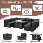9Pcs-A Dark Grey Outdoor Sectional Set with Fire Pit