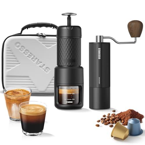 STARESSO Portable Espresso Maker & Manual Coffee Grinder Set
