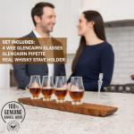 VIP Crystal Bourbon Glass Flight Set with Oak Barrel Stave