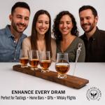 VIP Crystal Bourbon Glass Flight Set with Oak Barrel Stave