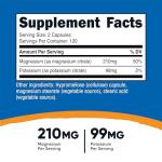 Nutricost Citrate Capsules (99mg Potassium, 210mg Magnesium) 240