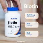 Nutricost Biotin 10,000mcg Vitamin Supplement, 240 Capsules - VIP Smart Shopper