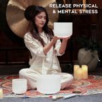 CVNC Set of 3 Frosted Chakra Quartz Crystal Bowls