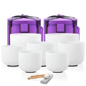 CVNC Quartz Crystal Singing Bowls Set with Carrying Case