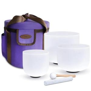 Set of 3 432HZ Singing Bowls with Accessories