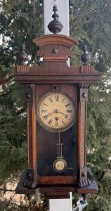 Antique C 1890 Hamburg German MINI Vienna Wall Clock - SEE VIDEO - TIME ONLY