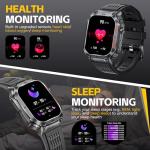 Men's Military Smartwatch: 5ATM Waterproof, Large Screen