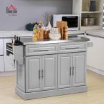 Portable Rolling Kitchen Island Cart with Stainless Steel Top