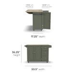 Mobile Kitchen Island Cart with Wood Top, Green