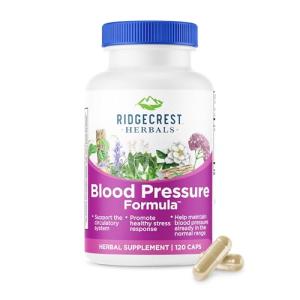 RidgeCrest Herbals Blood Pressure Herbal Formula, 12 Herbs, Poria Mushroom, Gastrodia, Gardenia, for Heart, Vascular, Circulation Health (120 Count)
