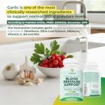 PurePremium Blood Pressure Support Supplement with Hawthorn, Hibiscus & Garlic - Herbal Supplement, Vitamins & Herbs Support Normal Heart Health - Garlic Supplements - 3 Months Supply - 90 Capsules