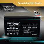 ExpertPower EXP1290 (2 Pack) - 12V 9AH SLA AGM Rechargeable 12V Battery for Ride on Toys, Backup UPS Battery Replacement, 12 Volt Batteries for Alarm, Electric Bike, F2 Terminals (.250")