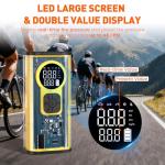 Bicycle Pump, Portable Bike Pump Electric Air Pump for Road Bicycle, E-Bike, Motorcycle, Car Tires and Sports Ball Inflation (Yellow)