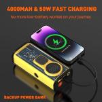 Bicycle Pump, Portable Bike Pump Electric Air Pump for Road Bicycle, E-Bike, Motorcycle, Car Tires and Sports Ball Inflation (Yellow)