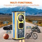 Bicycle Pump, Portable Bike Pump Electric Air Pump for Road Bicycle, E-Bike, Motorcycle, Car Tires and Sports Ball Inflation (Yellow)