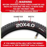 2 Pack 20x4.0 Fat Tire Tube, 20x3.5/4.0 E-Bike Bicycle Fat Tire Tubes AV Schrader Valve with 2 Tire Levers, 20x4 Bike Tube for 20 Inch Ebike Electric Bicycle Road Mountain