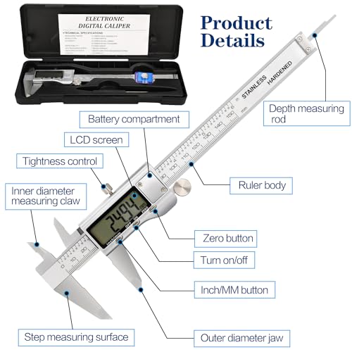 6in Electronic Digital Caliper with LCD Screen