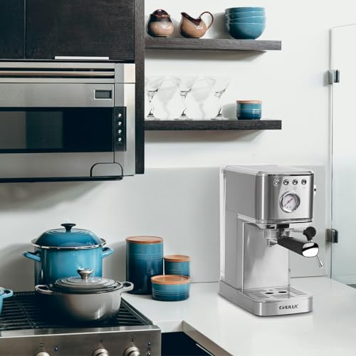 CHULUX Slim Espresso Machine with Milk Frother Steam Wand