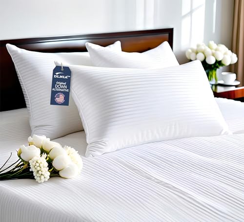 DLNIA Luxury Queen Size Pillows - Stomach/Side Sleepers, Fluffy & Hypoallergenic