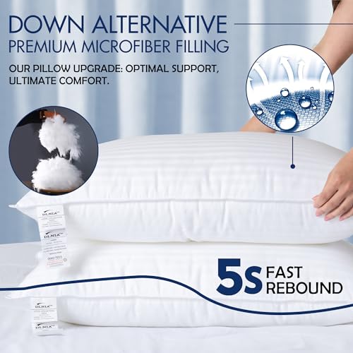 DLNIA Luxury Queen Size Pillows - Stomach/Side Sleepers, Fluffy & Hypoallergenic