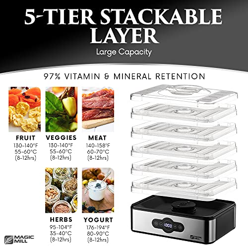 5 Tray Stainless Steel Food Dehydrator with Timer