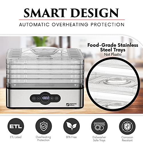 5 Tray Stainless Steel Food Dehydrator with Timer