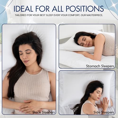DLNIA Luxury Queen Size Pillows - Stomach/Side Sleepers, Fluffy & Hypoallergenic