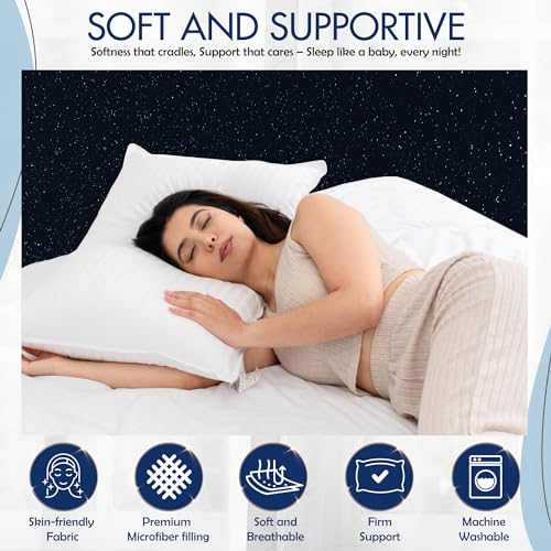 DLNIA Luxury Queen Size Pillows - Stomach/Side Sleepers, Fluffy & Hypoallergenic