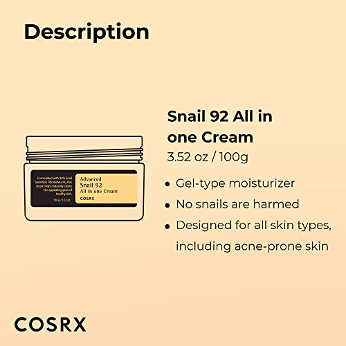 COSRX Snail Mucin 92% Moisturizer for Dry Skin