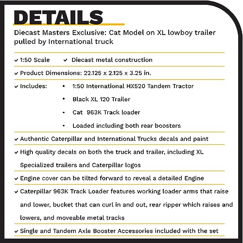 Diecast Masters HX520 Tractor w/ XL Lowboy Trailer & Caterpillar 963K Loader