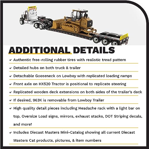 Diecast Masters HX520 Tractor w/ XL Lowboy Trailer & Caterpillar 963K Loader