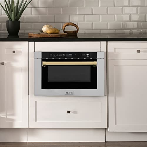 ZLINE Autograph Edition Microwave Drawer with Gold Accents