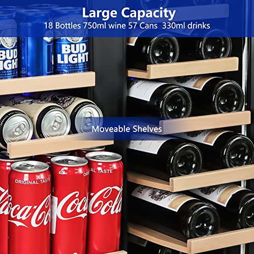 Velieta Dual Zone Wine & Beverage Fridge, 20 Bottles/88 Cans